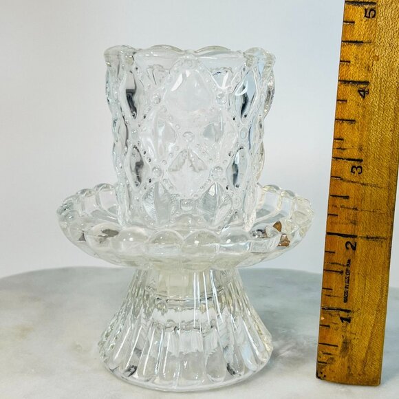 Vtg Partylite Quilted Crystal Votive Holder Base/Ruffle Votive Holder/90's Gift - Picture 5 of 6